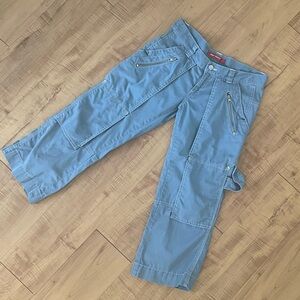 Vintage Miss Sixty Blue Low Rise Cargo Capri Pants with Zipper Pockets